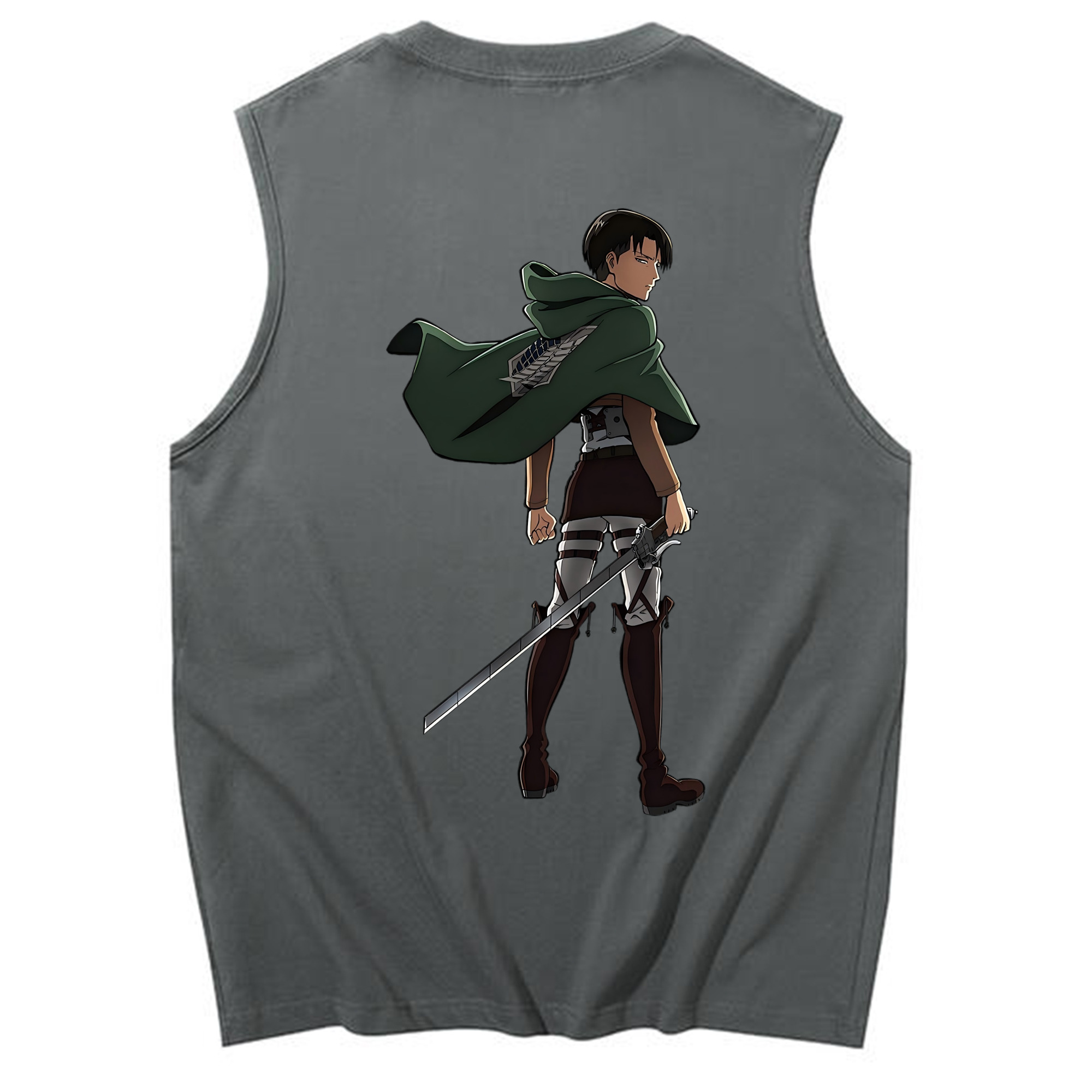 （画像用） 進撃の巨人 リヴァイ·アッカーマン Attack on Titan Levi Ackerman コットン100％タンクトップ（背面プリント）